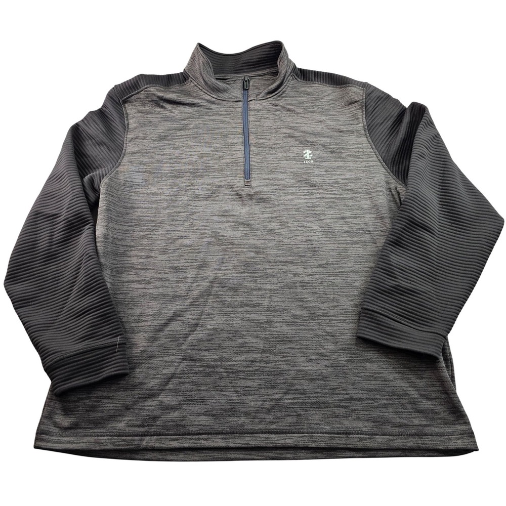 Izod Golf 1/4 Zip Pullover Mens 2XL Gray Performance Stretch Ribbed Long Sleeve